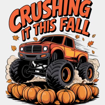 Monster Truck Crushing Fall Pumpkin PNG Thumbnail