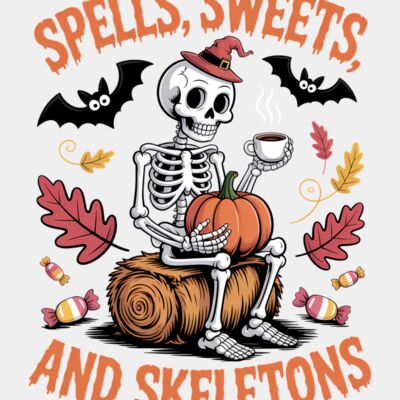Spells Sweets Skeleton Spooky Fall PNG Thumbnail