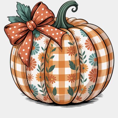 Boho Fall Pumpkin Png  Checkered Pumpkin Thumbnail